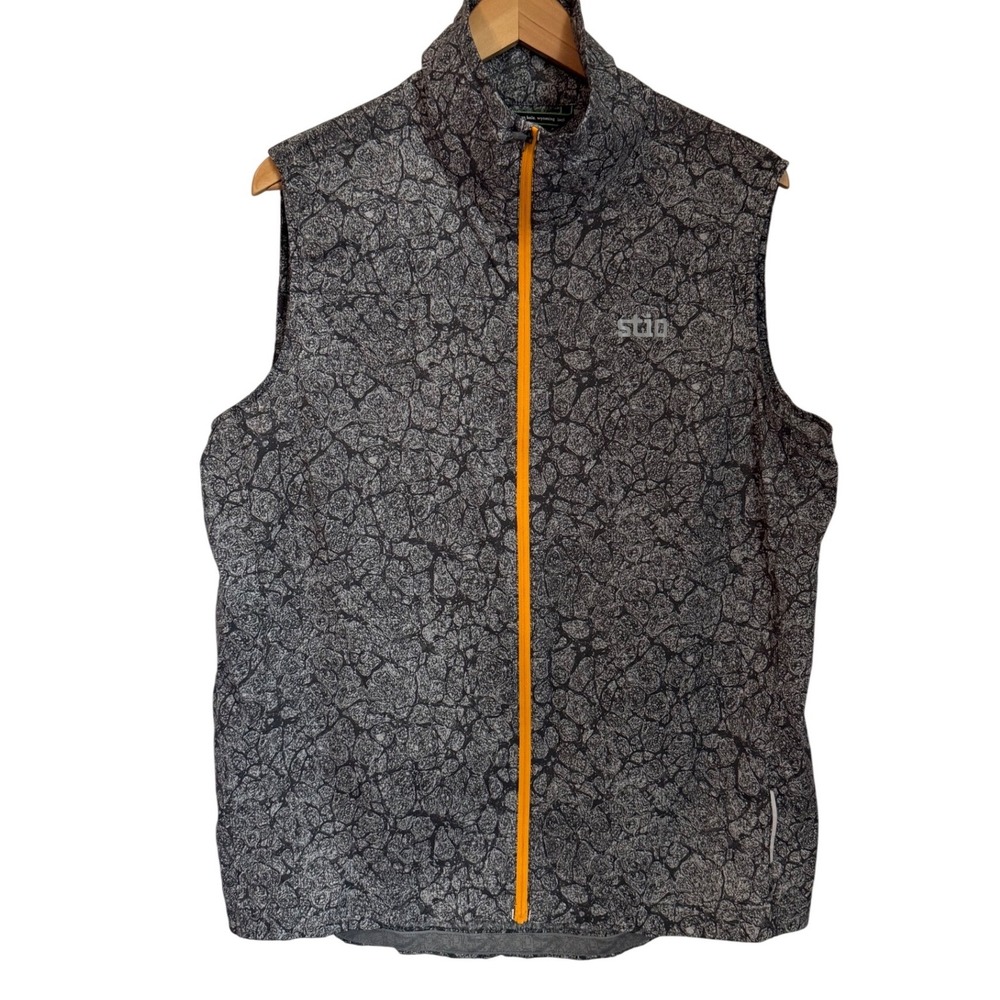 Stio‎ Second Light Vest Mens Size M Grey Abstract Print Full Zip Cycle Outdoor